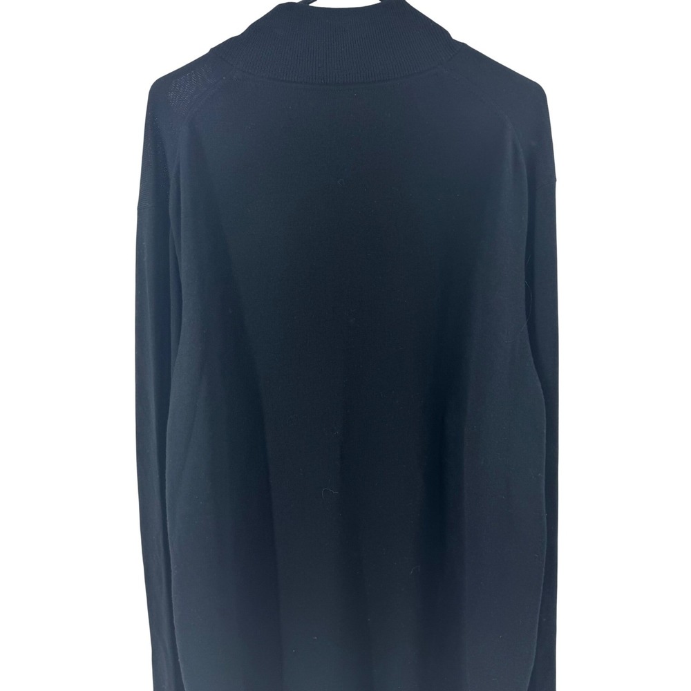 Fairlane Mens XXL Black 100% Merino Wool Quarter Zip Mock Neck Sweater Luxury - Picture 2 of 6